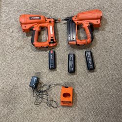 Paslode 901000 18 Gauge Cordless Finish two guns three batteries two are new charger