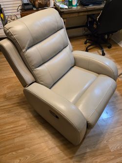Vinyl Leather Rocking Recliner cream color