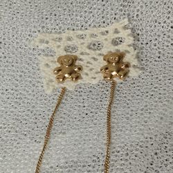 14k Rose Gold Teddy Bear Threader Earrings

