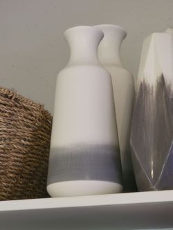 White and gray glass vases. Set of 2