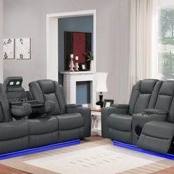 No Credit Needed Brand New Stock Gray Color Electric High Quality Bluetooth Speaker Wireless Charger Recliner Special Sofa And Loveseat