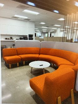 Commercial Couch with 8 high chairs
