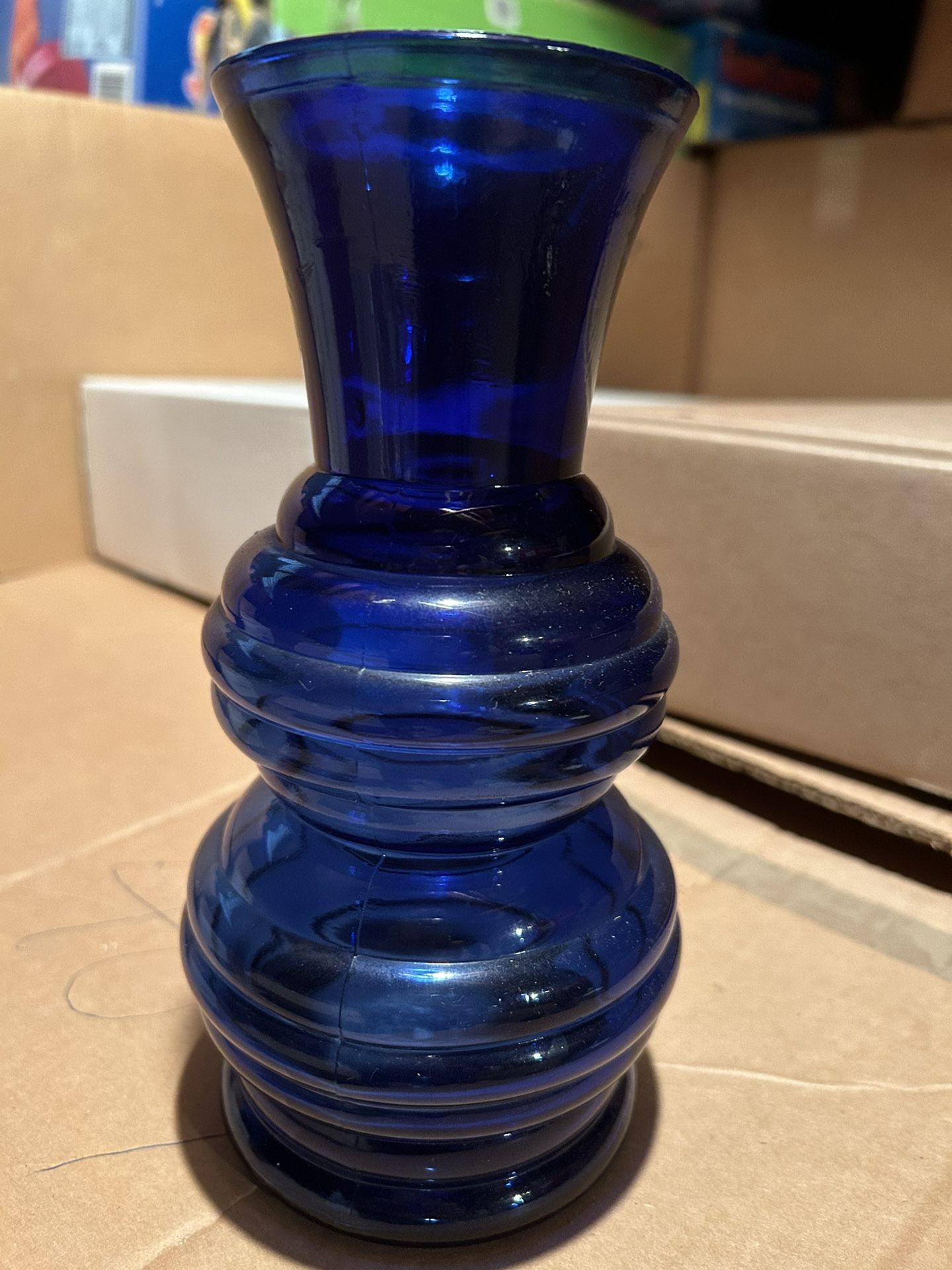 Antique U.S.A. #1 Blue Scalloped Vase