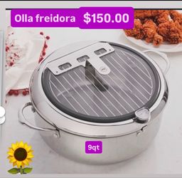 Olla Olla Fridora Especial $150.00 9qt Prepara Tacos Pescados Pollos Frituras  Acero Inoxidable Princess House Ventas Finales