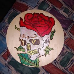 Handrawn Pyrography Colored Woodburned Picture