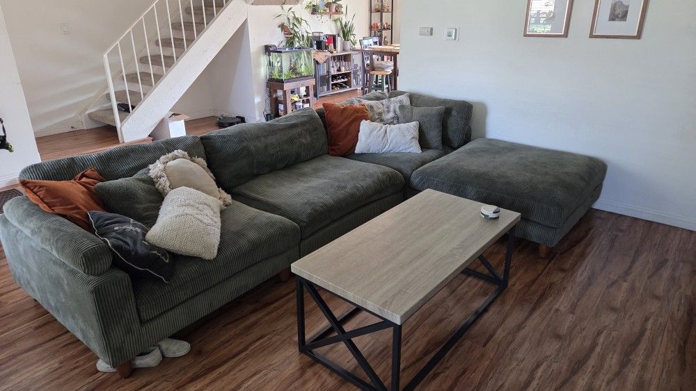 133.5" Corduroy Sectional Couch