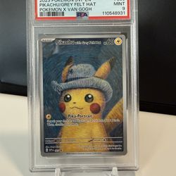 Pokemon Pikachu With Grey Felt Hat PSA 9