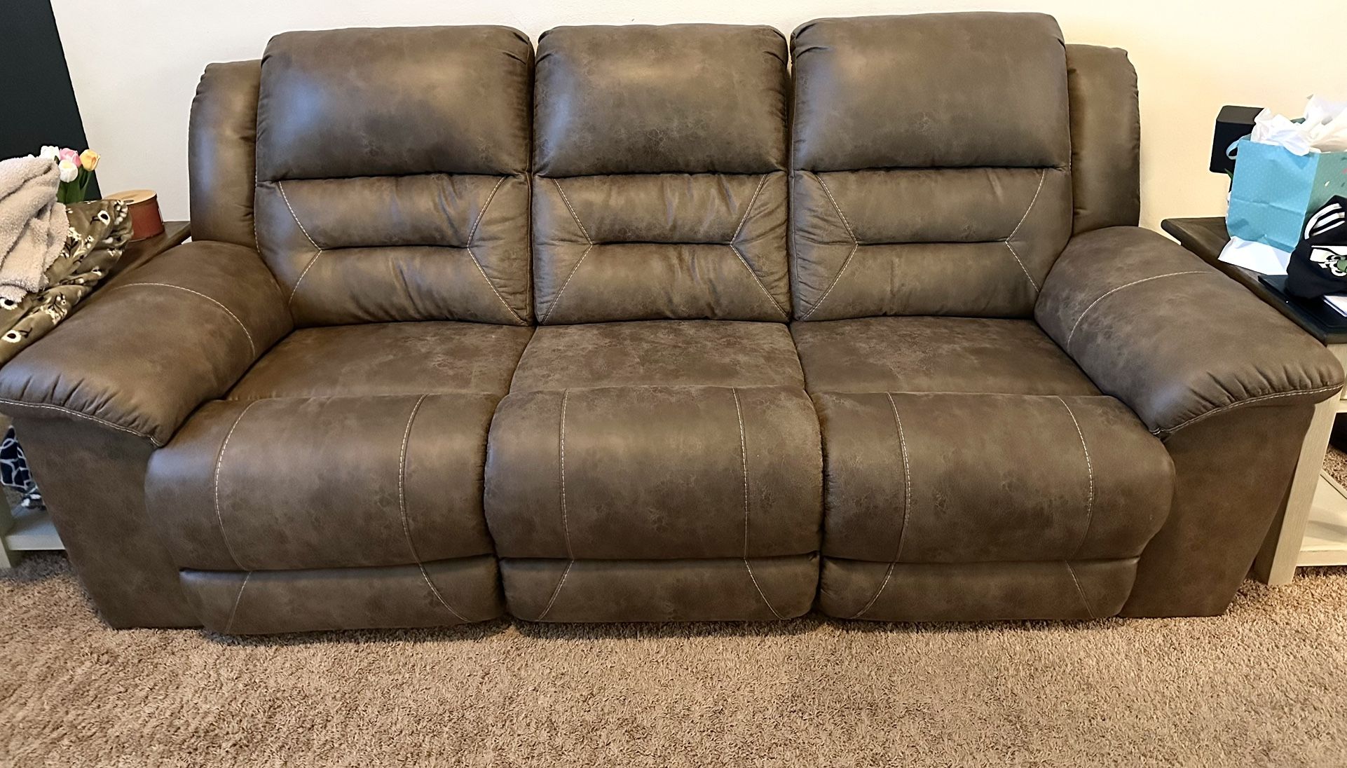 Stoneland Manual Reclining Sofa and Loveseat Set
