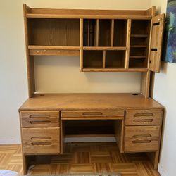 Wooden Desk With Hutch