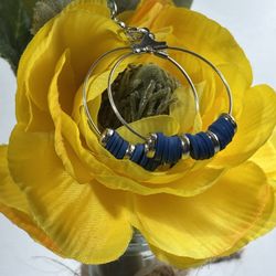 Navy Blue And Silver Earrings 