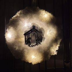 Lighted Nativity Wreath