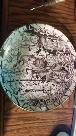 Collector plate (where paths cross) wolves and Native American art