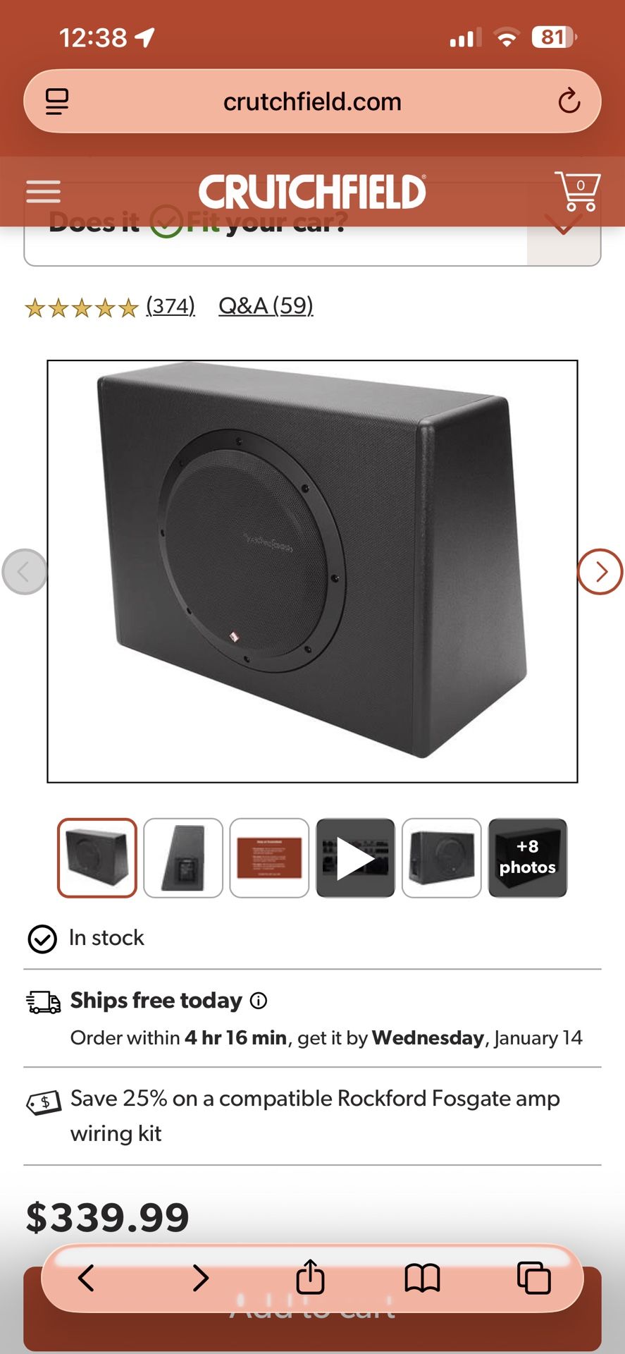 Used Rockford Fosgate 10” Amplified P300-10