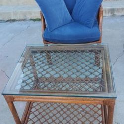 Bamboo Chairs with Side Table With Glass Top
Vintage 