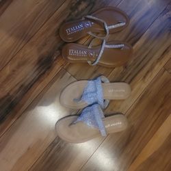 2 Pairs Silver BLING sandals...