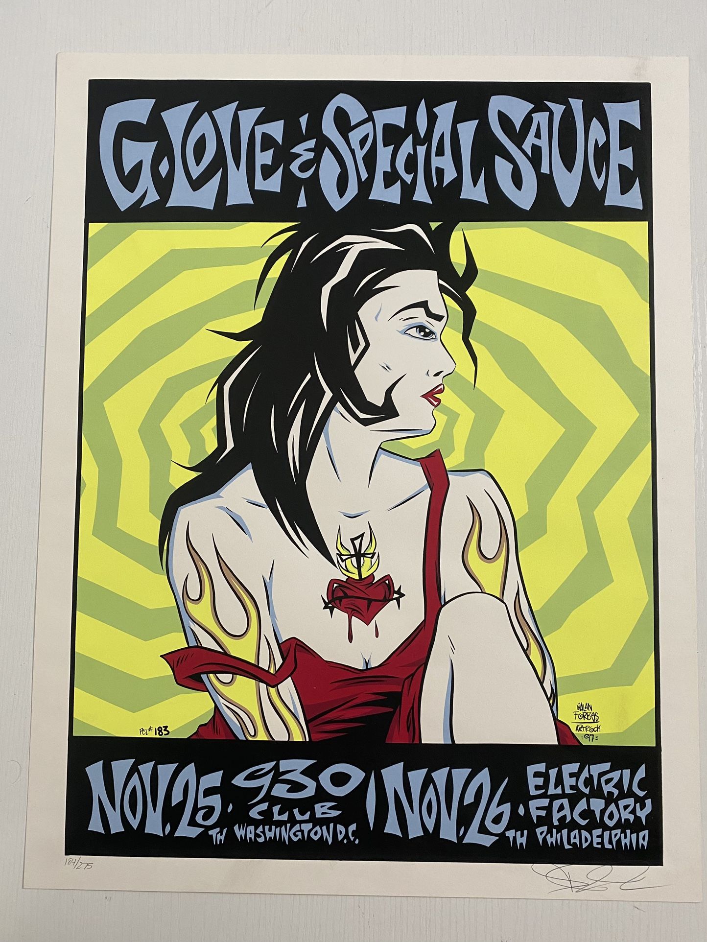 G Love & Special Sauce Alan Forbes Signed Numbered Lithograph Print 1997 (Rare Collectors Item!)