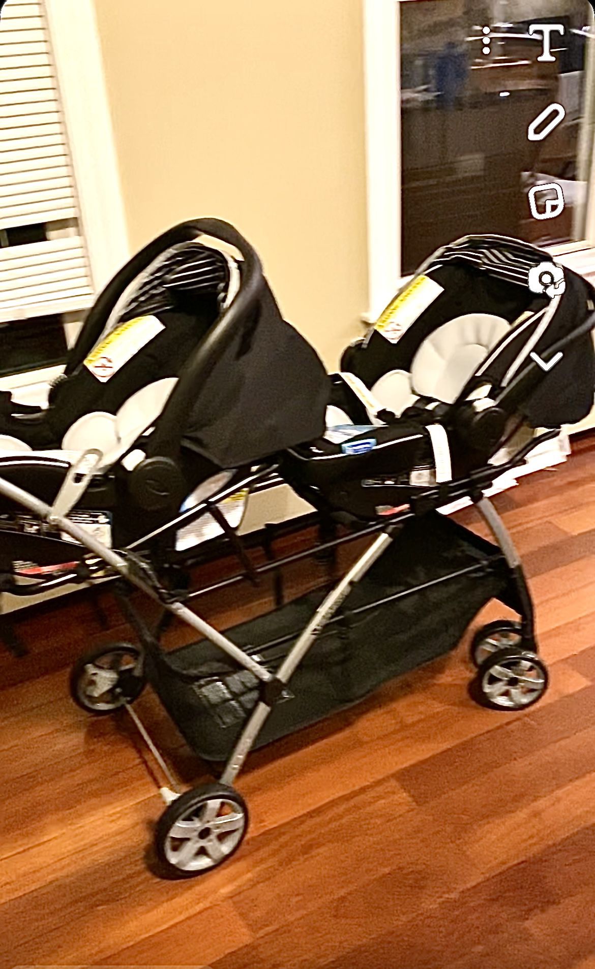 Double Car Seat Stroller With Car Seats And Bases