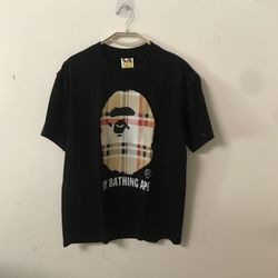 "BAPE A Bathing Ape Check by Bathing Tee
Black/Beige"
