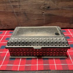 Davco Silver Vintage Mid Century Silver Plated Jewelry Treasure Box RED RARE!