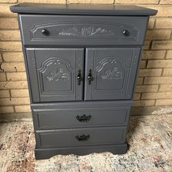 Vintage Small Dark Gray Armoire
