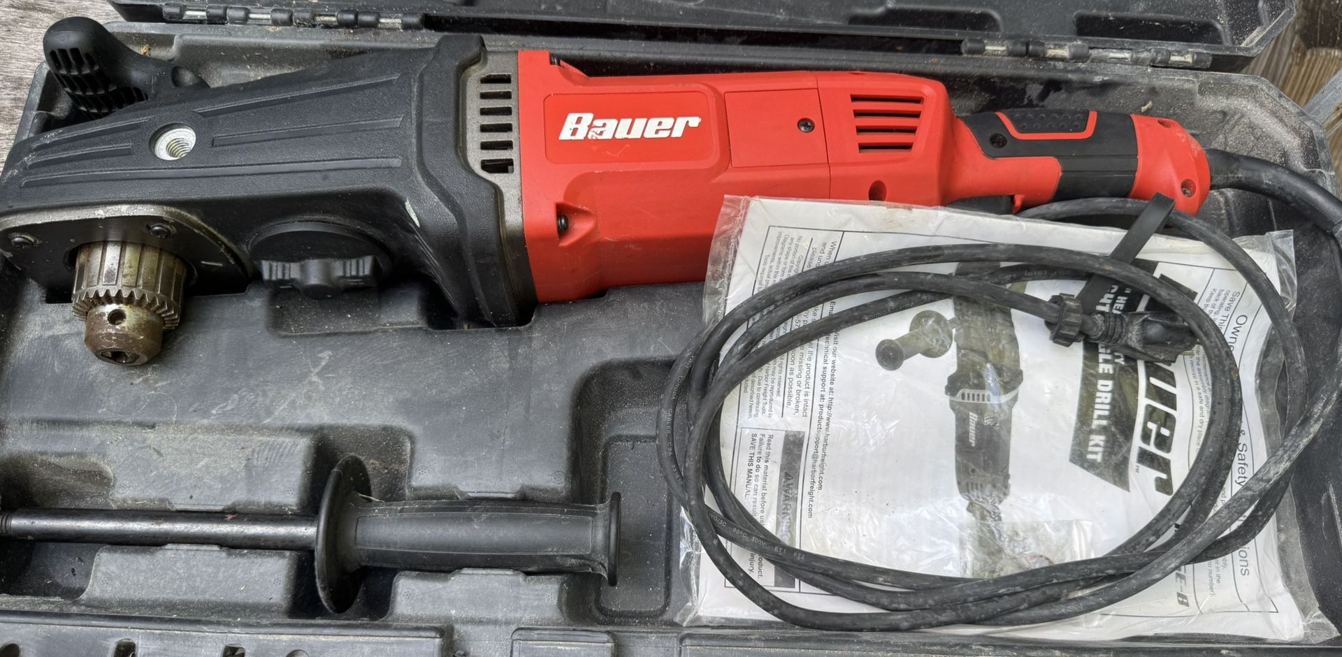BAUER 13 Amp, 1/2 Speed Right Angle Drill Kit