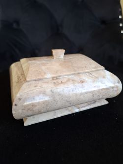 Vintage Marble Stone Trinket Box 4” x 3.5” x 2”