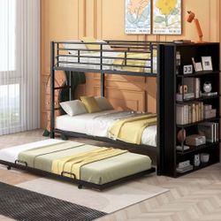 Twin Bunk Bunk Bed  With Bookshelf  (No Trundle)