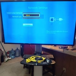 Samsung 45" TV W Axis Camera & Tripplite Rolling Stand , Keyboard, Mouse , & Hitachi Computer W Win 10 & Anti Fatigue Mat 