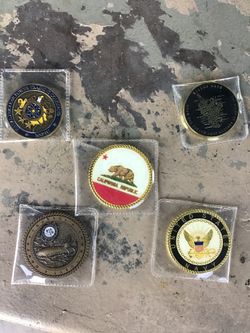 5 vintage military/navy collectible coins