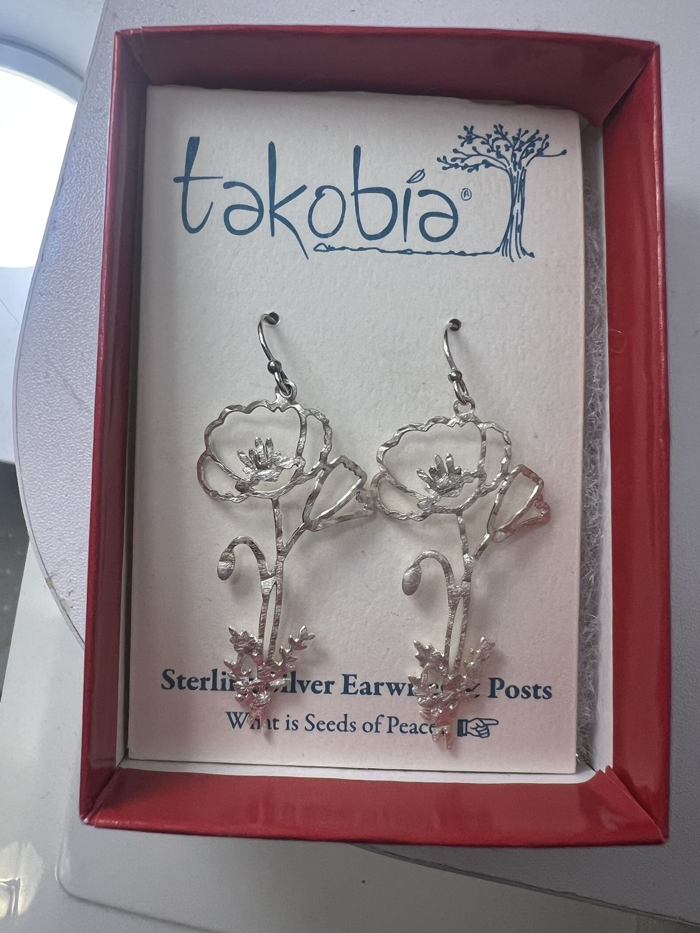 Takobia Sterling Silver Poppy Flower Earrings