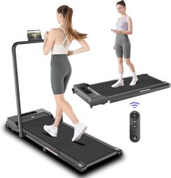 2 in 1 Walking Pad Treadmill, Foldable Treadmills with Handle Bar, 2.5HP Portable Folding Treadmill with Remote Control, Under Desk Treadmill for Home
