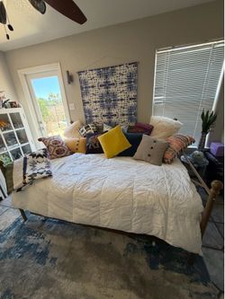Full Size Gold Daybed With twin trundle unit