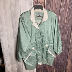 OutBrook Lined Muted Green Trench Coat Winbreaker/Rain Jacket XL