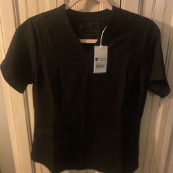 Figs Women’s Black Casual Slim Two-pocket Scrub Top (Small)