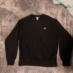 Black Champion Reverse Weave Sweatshirt- Size Medium