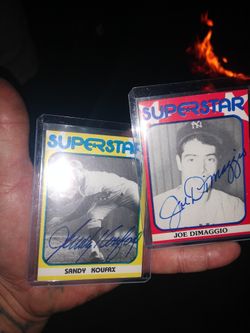 Baseball cards Sandy Koufax Joe DiMaggio