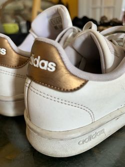 Adidas White and Gold Low-Top Sneakers