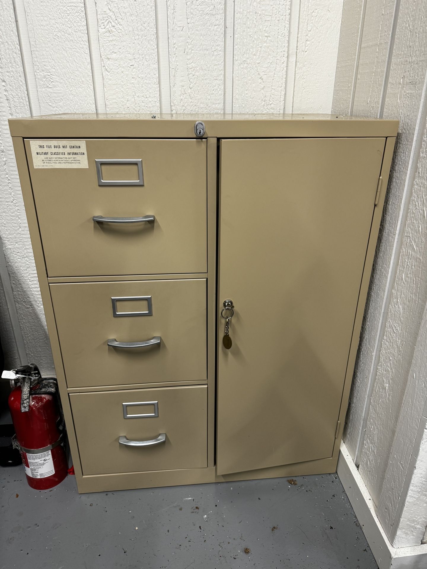 Vintage Metal File Cabinet with Safe and 3 File Drawers