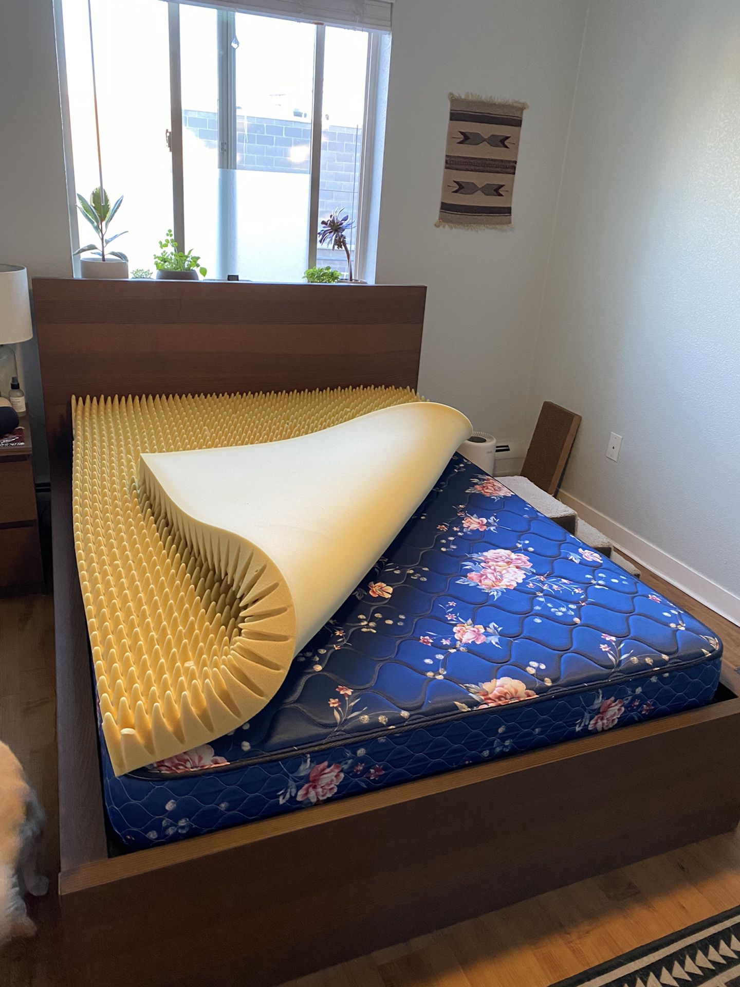 Full Size Bed Frame + Mattress + Mattress Topper