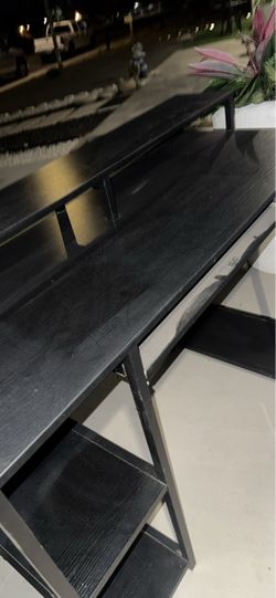 Black Desk with Raised Shelf
