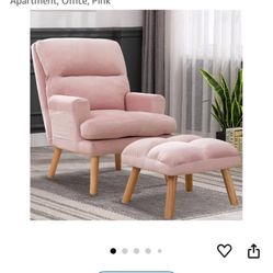 Brand New In Box! Pink Accent Chair / Couch with Ottoman Adjustable Back