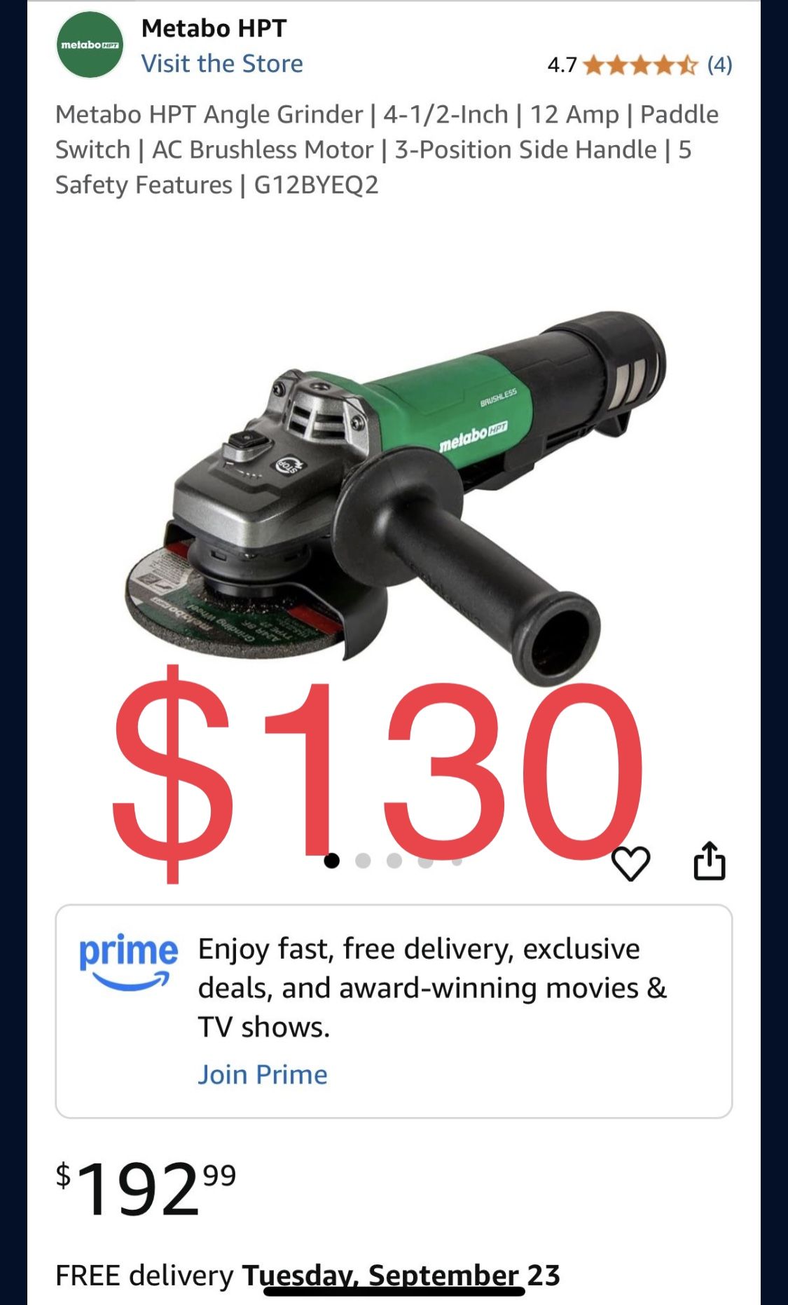 Metabo 4.5” Grinder