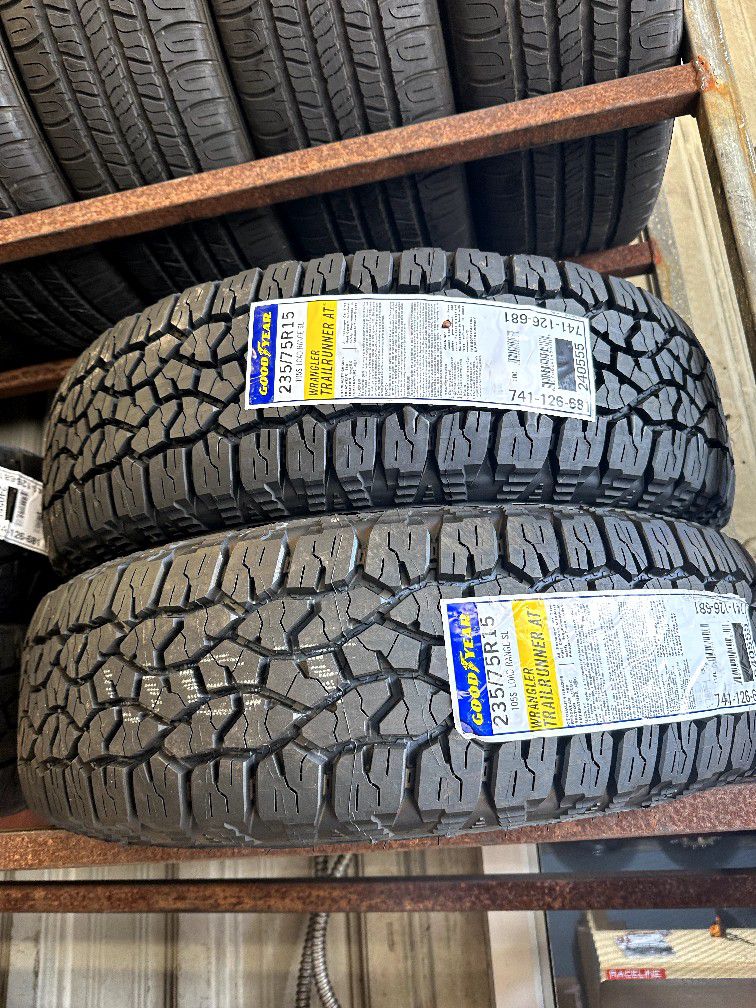 235/75/15 Goodyear Wrangler Trailrunner AT installed, balance, and 50k mile  warranty! for Sale in Whittier, CA - OfferUp