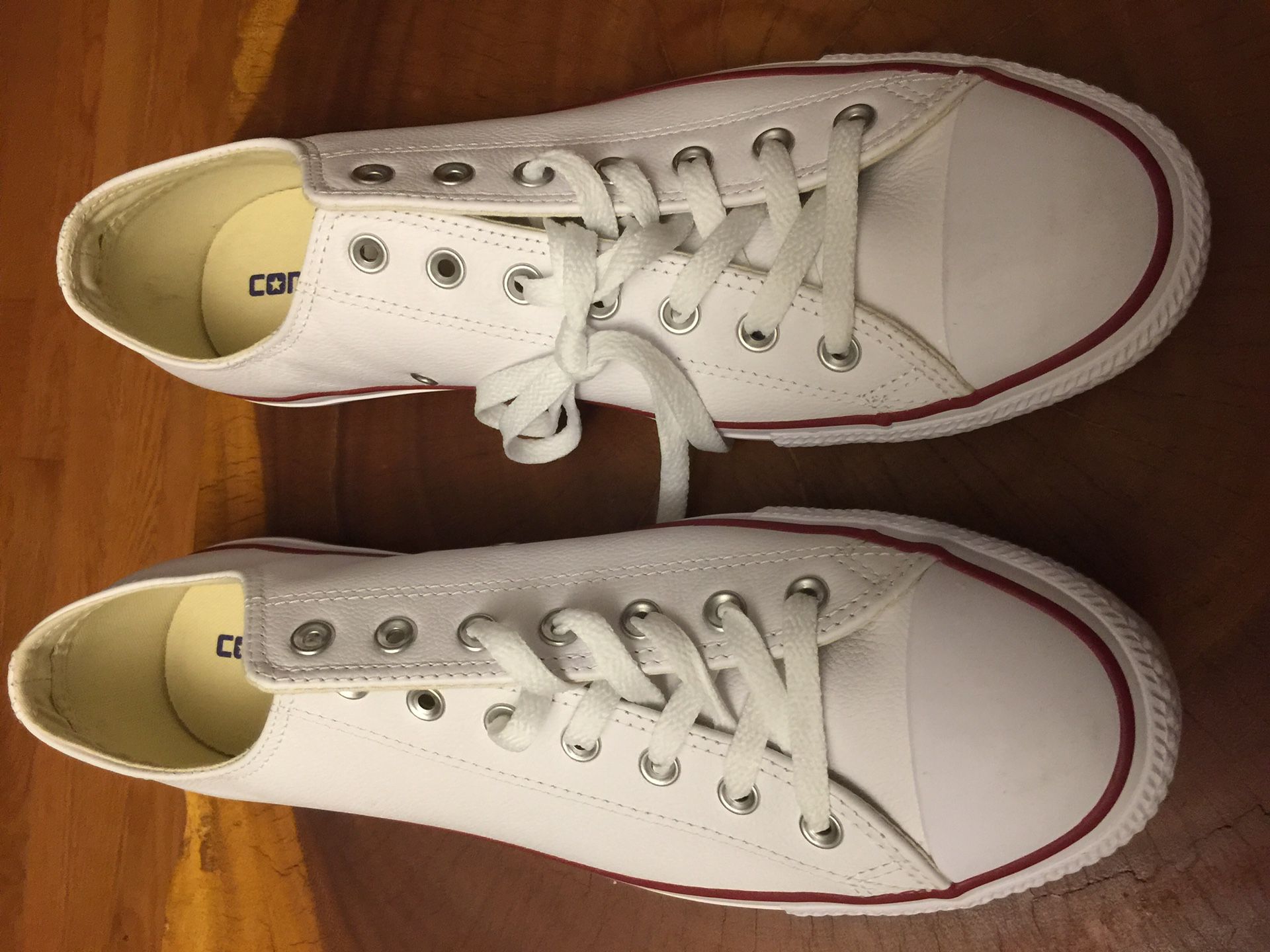 Converse, size 13 ,white leather, never worn