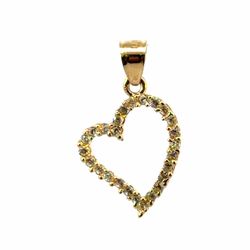 Woman’s Ladies 10k Yellow Gold 1” Inch CZ Cubic Zirconia Heart Pendant for Necklace GP3136370