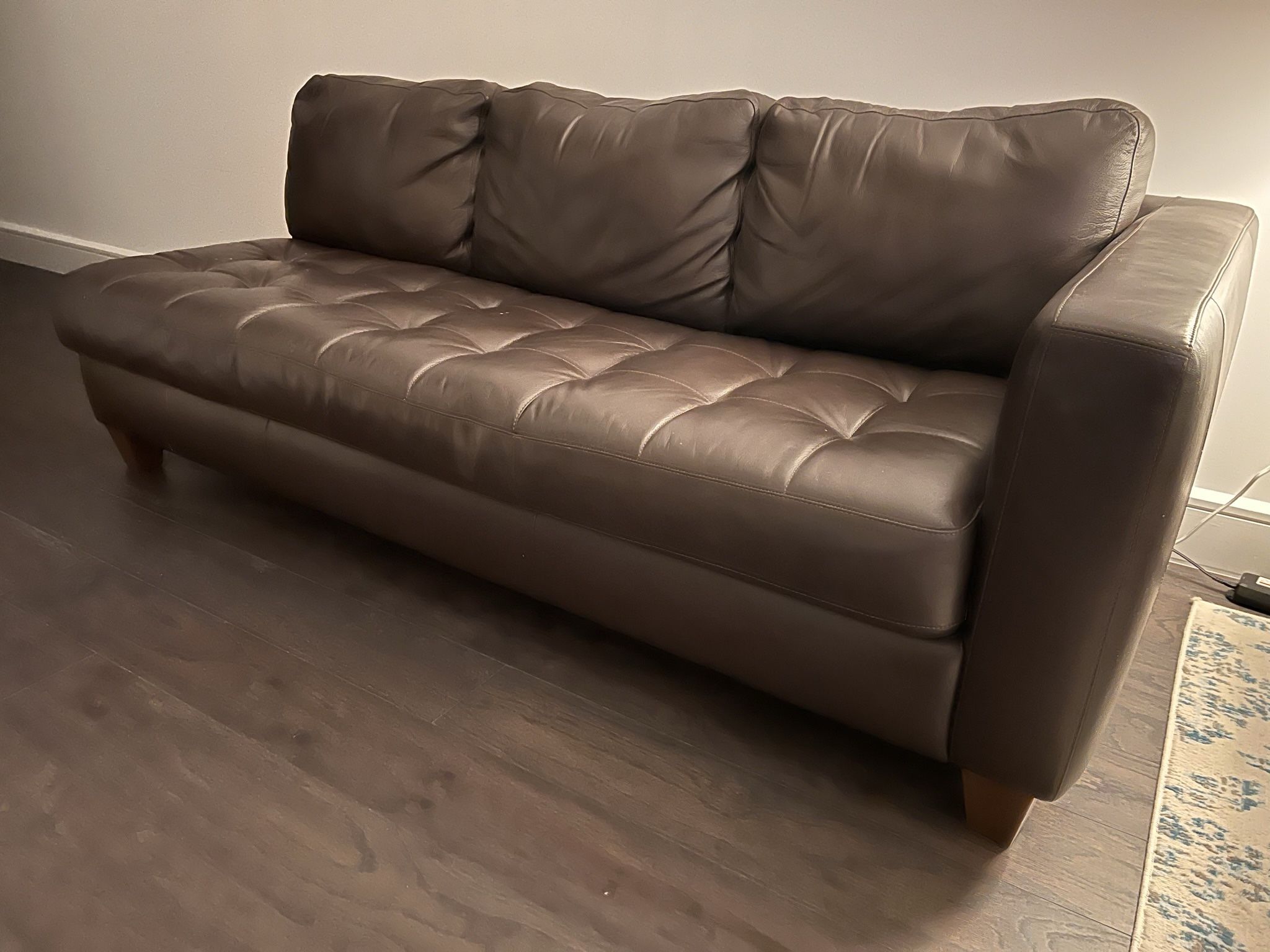 Brown Milano Genuine Leather Sofa Macys