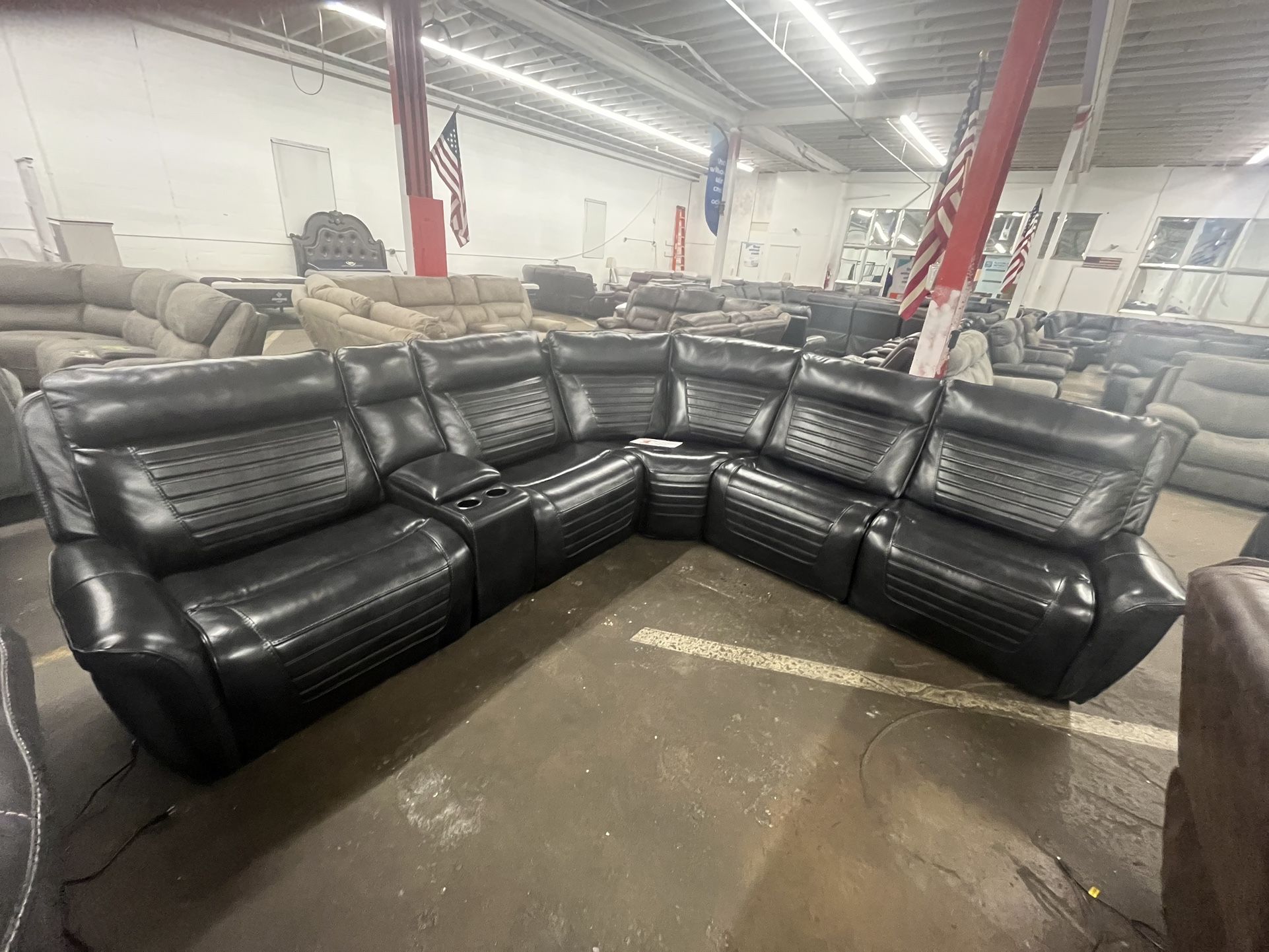Black Leather Sectional 