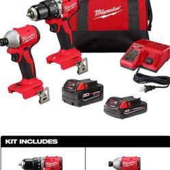 Milwaukee
M18 18-Volt Lithium-Ion Brushless Cordless Compact Hammer Drill/Impact Combo Kit (2-Tool) with (2) Batteries