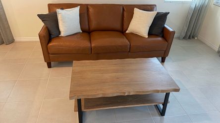 Leather Sofa & Coffee Table