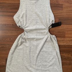 Caution  To The Wind Gray Dress With Side Cutouts Size Small.   NEW WITH TAGS!